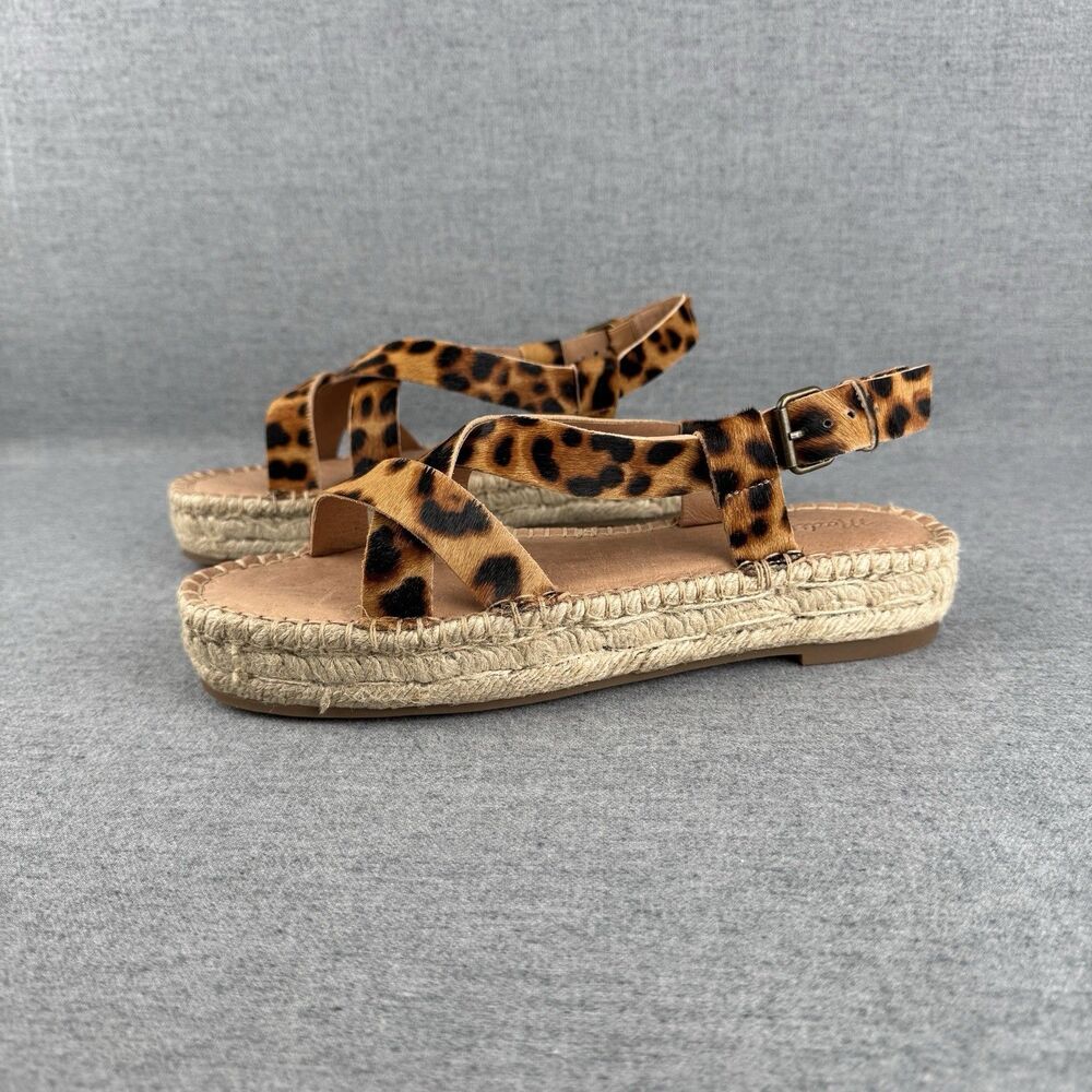 New‎ Madewell Sandals Womens 8.5 Brown Leather Animal Print Beachy Boho Resort - Picture 4 of 14
